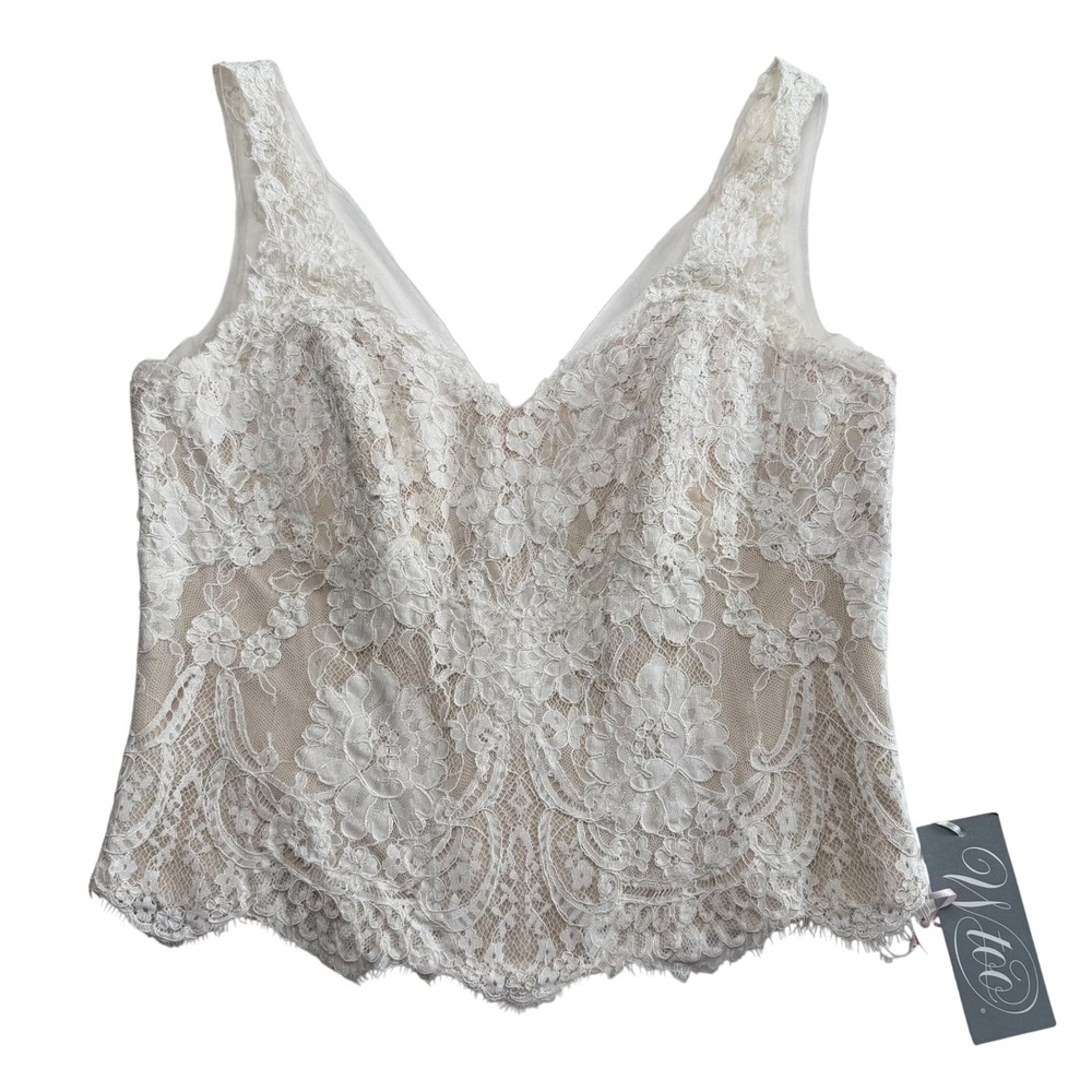 WTOO Craven Top Ivory Champagne Floral Lace Wedding Bridal Corset Women's 12 NEW